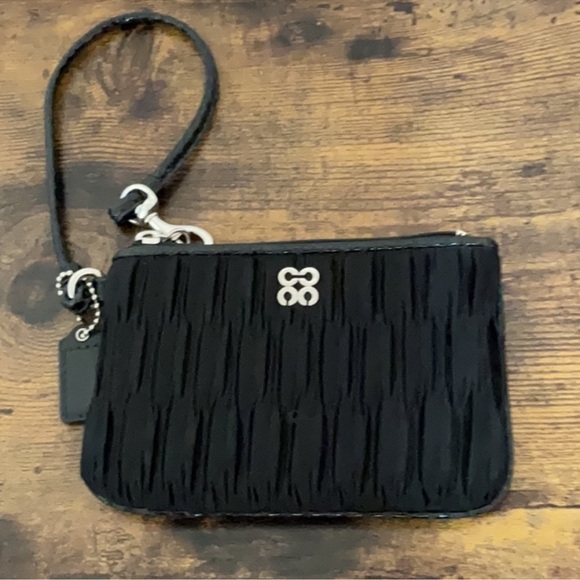 Coach Elegant Black Wristlet with Silver Detail wristlet - Picture 1 of 6
